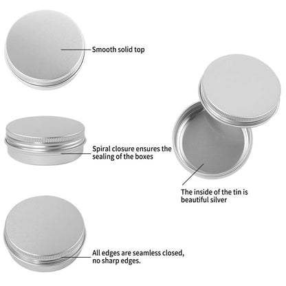 Moretoes 48 Pack 2 Oz Aluminum Metal Round Tins with Screw Lid - Perfect for Salves, Spices, Candies Avelisse