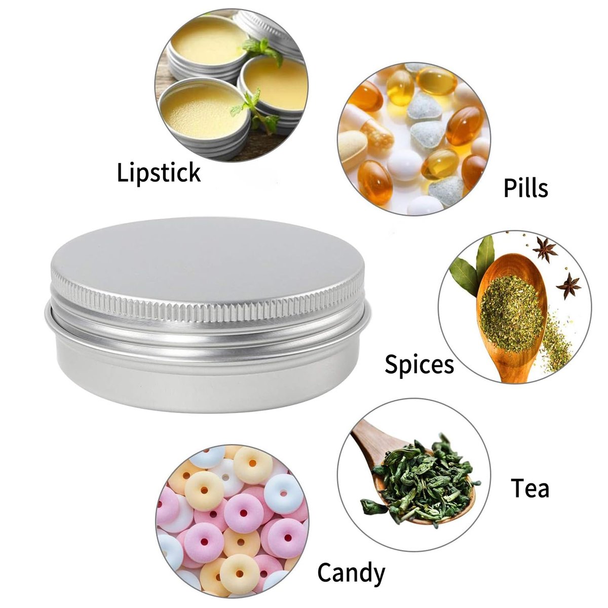 Moretoes 48 Pack 2 Oz Aluminum Metal Round Tins with Screw Lid - Perfect for Salves, Spices, Candies Avelisse