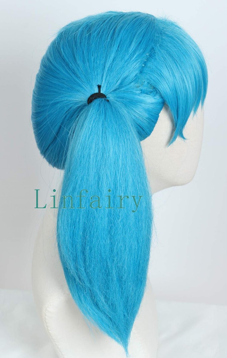 Linfairy Women's Blue Ponytail Wig – Long Straight Synthetic Hairpiece for Costume, Cosplay, and Everyday Wear - görsel 7