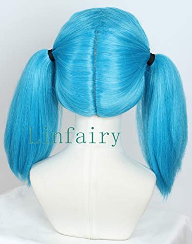 Linfairy Women's Blue Ponytail Wig – Long Straight Synthetic Hairpiece for Costume, Cosplay, and Everyday Wear - görsel 4