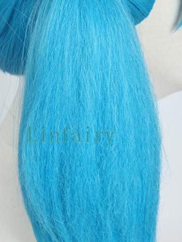Linfairy Women's Blue Ponytail Wig – Long Straight Synthetic Hairpiece for Costume, Cosplay, and Everyday Wear - görsel 10