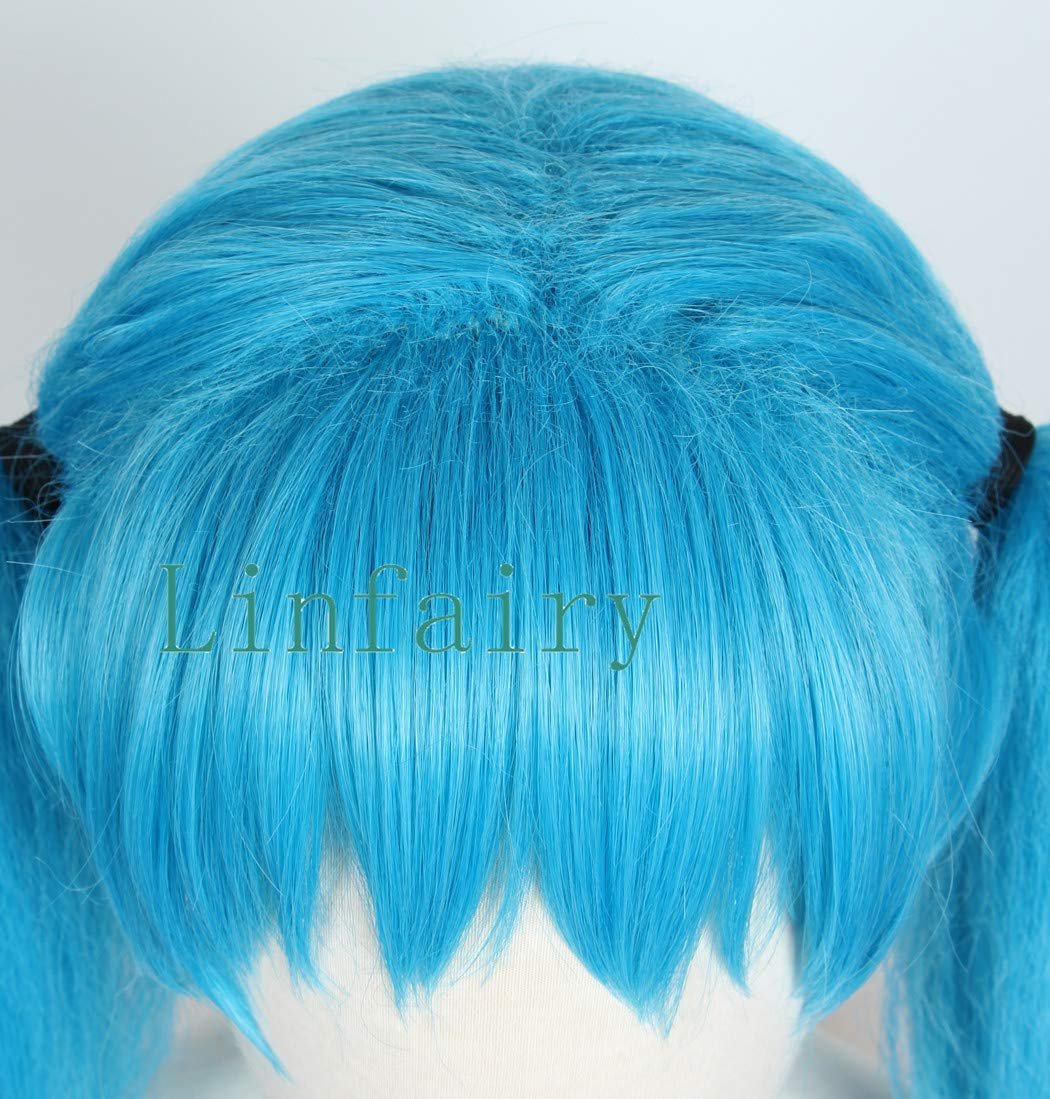 Linfairy Women's Blue Ponytail Wig – Long Straight Synthetic Hairpiece for Costume, Cosplay, and Everyday Wear - görsel 5