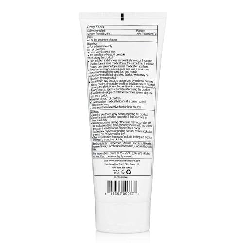 Touch Benzoyl Peroxide 2.5% Gel Cream for Acne – Spot & Daily Treatment, Non-Drying, 8 oz - görsel 9