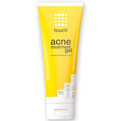 Touch Benzoyl Peroxide 2.5% Gel Cream for Acne – Spot & Daily Treatment, Non-Drying, 8 oz