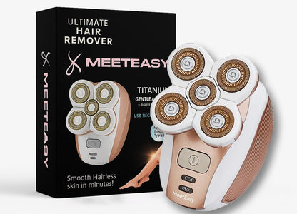 Meeteasy Electric Leg Shaver for Women - Rechargeable Painless Lady Razor for Legs, Face, Lips, Body, Underarms, Armpit - Cordless Bikini Trimmer (Gold) Avelisse