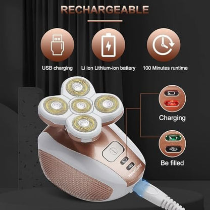 Meeteasy Electric Leg Shaver for Women - Rechargeable Painless Lady Razor for Legs, Face, Lips, Body, Underarms, Armpit - Cordless Bikini Trimmer (Gold) Avelisse