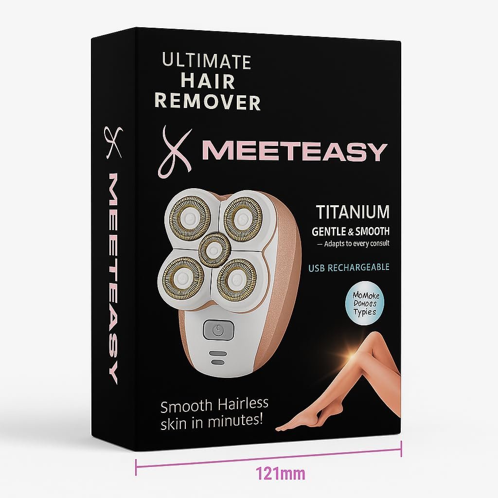 Meeteasy Electric Leg Shaver for Women - Rechargeable Painless Lady Razor for Legs, Face, Lips, Body, Underarms, Armpit - Cordless Bikini Trimmer (Gold) Avelisse