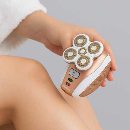 Meeteasy Electric Leg Shaver for Women - Rechargeable Painless Lady Razor for Legs, Face, Lips, Body, Underarms, Armpit - Cordless Bikini Trimmer (Gold) Avelisse