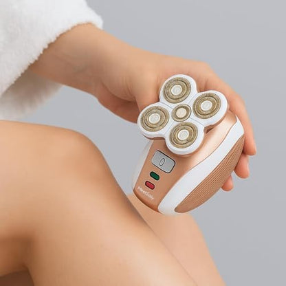 Meeteasy Electric Leg Shaver for Women - Rechargeable Painless Lady Razor for Legs, Face, Lips, Body, Underarms, Armpit - Cordless Bikini Trimmer (Gold) Avelisse