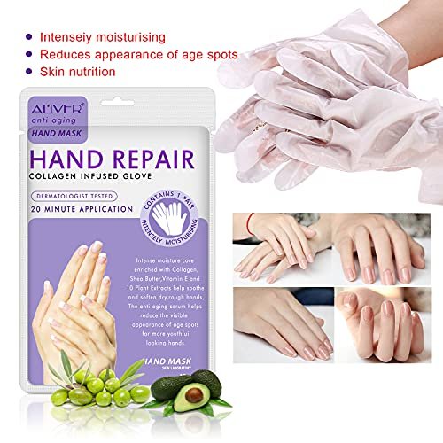 4-Pack Hands Moisturizing Gloves - Collagen & Vitamin-Infused Hand Spa Mask for Dry, Cracked Hands | Repair Rough Skin for Women & Men - görsel 4