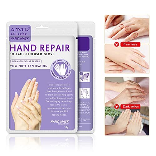 4-Pack Hands Moisturizing Gloves - Collagen & Vitamin-Infused Hand Spa Mask for Dry, Cracked Hands | Repair Rough Skin for Women & Men - görsel 8