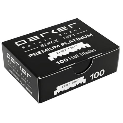 Parker Safety Razor Premium Platinum Single Edge Razor Blades – 100 Count for Professional Barber & Straight Razors