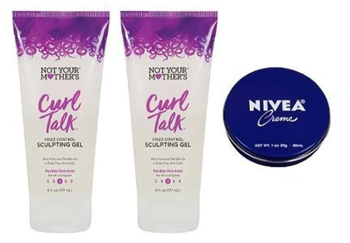Not Your Mother's Curl Talk Frizz Control Sculpting Gel - 6 oz (Pack of 3) with Travel Size Body Cream Avelisse