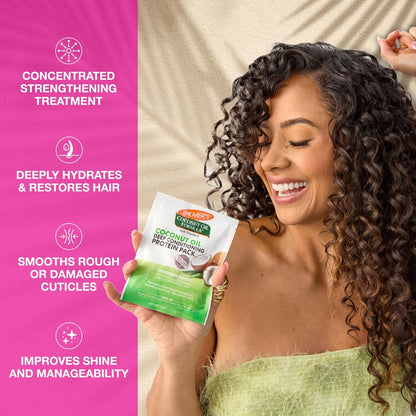 Palmer's Coconut Oil Formula Moisture Boost Protein Pack - 2.1 oz (Pack of 12) - Deep Conditioning Hair Treatment for Dry, Damaged, Over-Processed and Colored Hair Avelisse