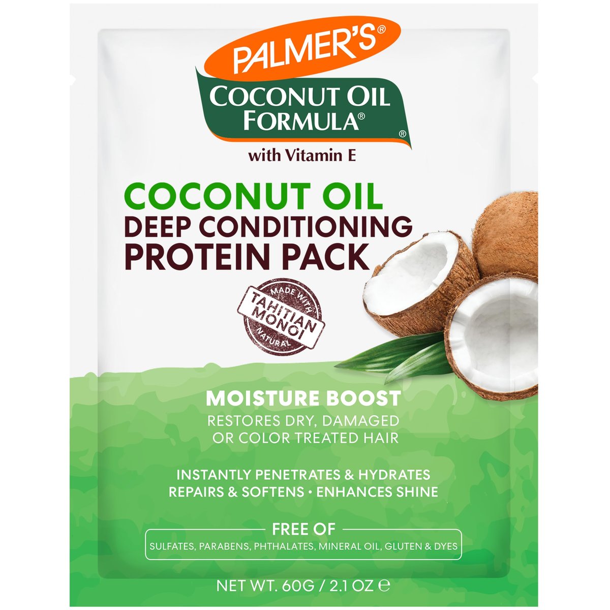 Palmer's Coconut Oil Formula Moisture Boost Protein Pack - 2.1 oz (Pack of 12) - Deep Conditioning Hair Treatment for Dry, Damaged, Over-Processed and Colored Hair Avelisse