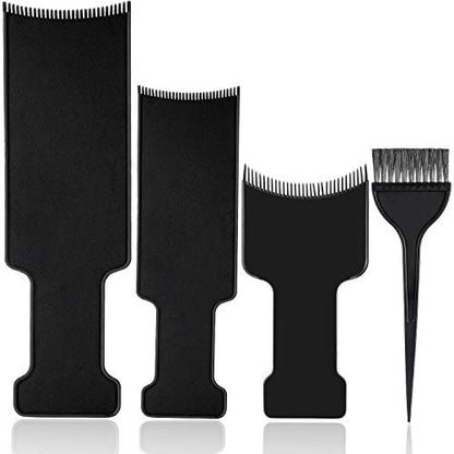 Mudder 4-Piece Balayage Highlighting Board and Brush Kit – Hair Dye Brush, 3 Highlighting Boards with Teeth, Foil Coloring Comb Paddle Bleach Kit for Women and Hairstylists