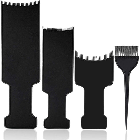 Mudder 4-Piece Balayage Highlighting Board and Brush Kit – Hair Dye Brush, 3 Highlighting Boards with Teeth, Foil Coloring Comb Paddle Bleach Kit for Women and Hairstylists