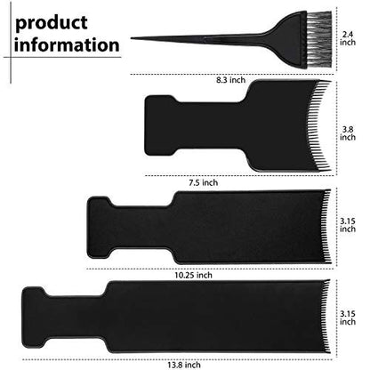Mudder 4-Piece Balayage Highlighting Board and Brush Kit – Hair Dye Brush, 3 Highlighting Boards with Teeth, Foil Coloring Comb Paddle Bleach Kit for Women and Hairstylists