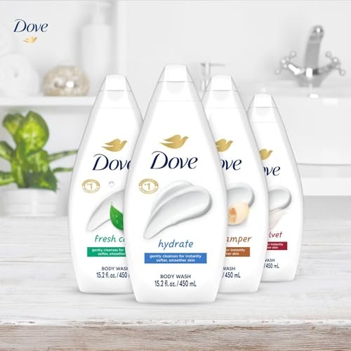 Dove Body Wash Variety 6-Pack: Hydrate, Gentle Pamper, Fresh Care & Silky Velvet – 15.2 oz Each Avelisse