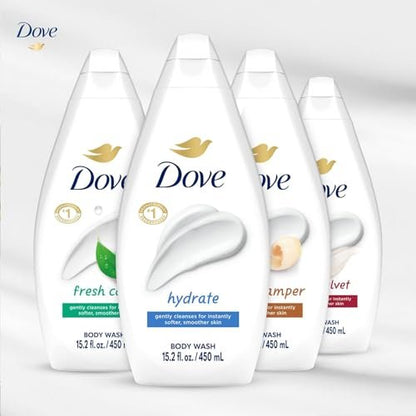 Dove Body Wash Variety 6-Pack: Hydrate, Gentle Pamper, Fresh Care & Silky Velvet – 15.2 oz Each Avelisse