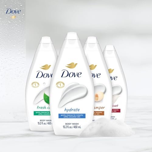 Dove Body Wash Variety 6-Pack: Hydrate, Gentle Pamper, Fresh Care & Silky Velvet – 15.2 oz Each Avelisse