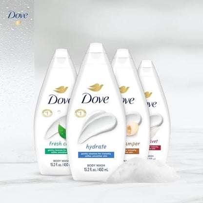 Dove Body Wash Variety 6-Pack: Hydrate, Gentle Pamper, Fresh Care & Silky Velvet – 15.2 oz Each Avelisse