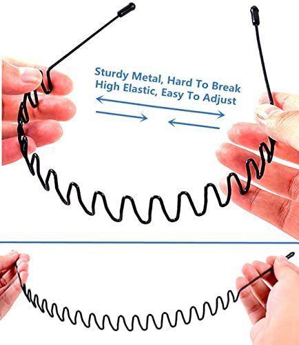 bodbop Metal Hair Band - Black, Unisex Fashion Headband with Non-Slip Wavy Teeth for Women and Men - görsel 4