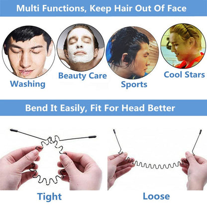 bodbop Metal Hair Band - Black, Unisex Fashion Headband with Non-Slip Wavy Teeth for Women and Men
