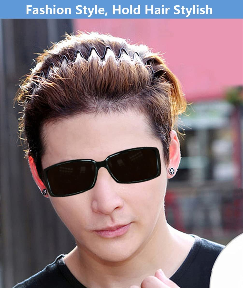bodbop Metal Hair Band - Black, Unisex Fashion Headband with Non-Slip Wavy Teeth for Women and Men - görsel 5