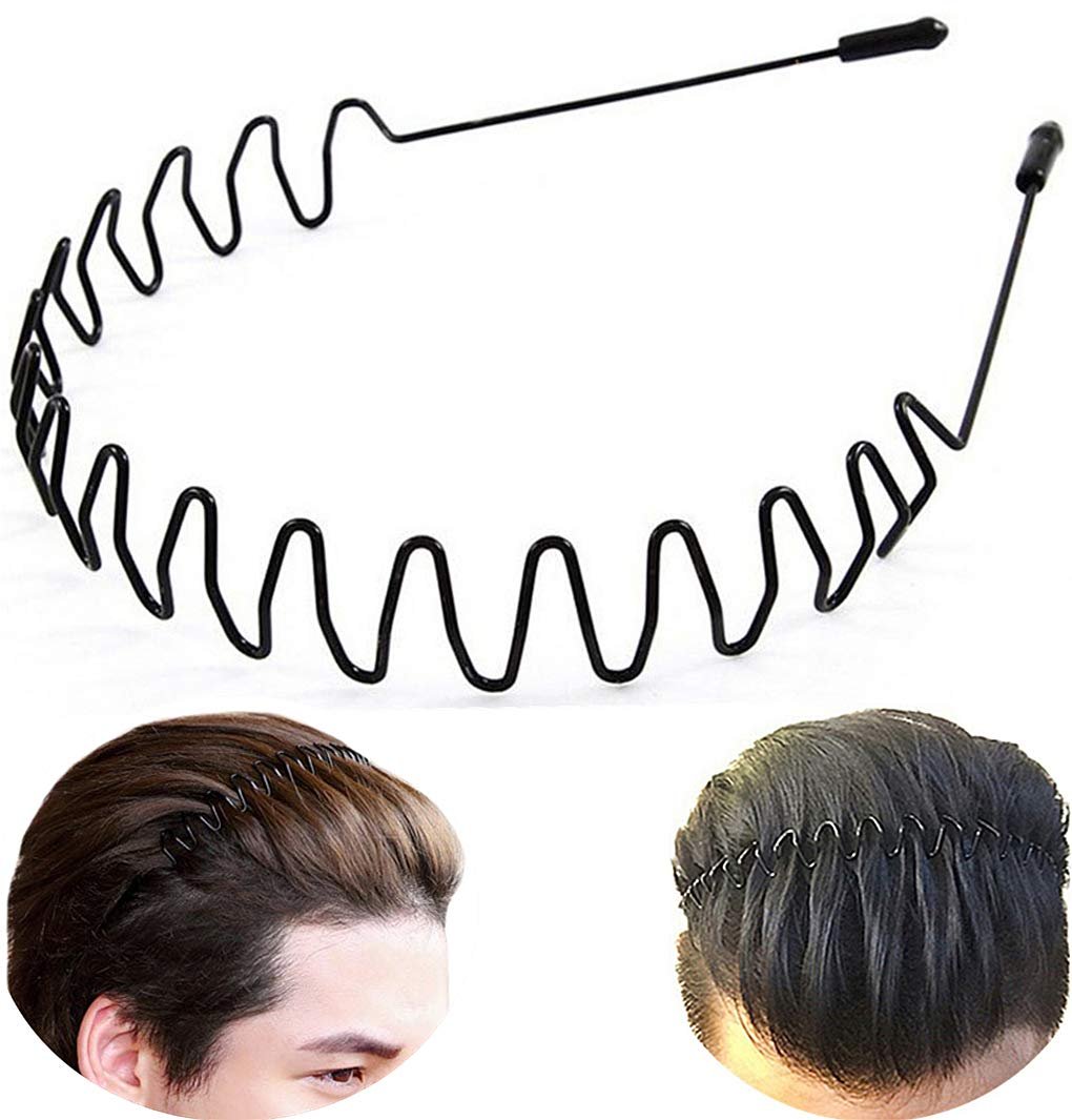 bodbop Metal Hair Band - Black, Unisex Fashion Headband with Non-Slip Wavy Teeth for Women and Men - görsel 1