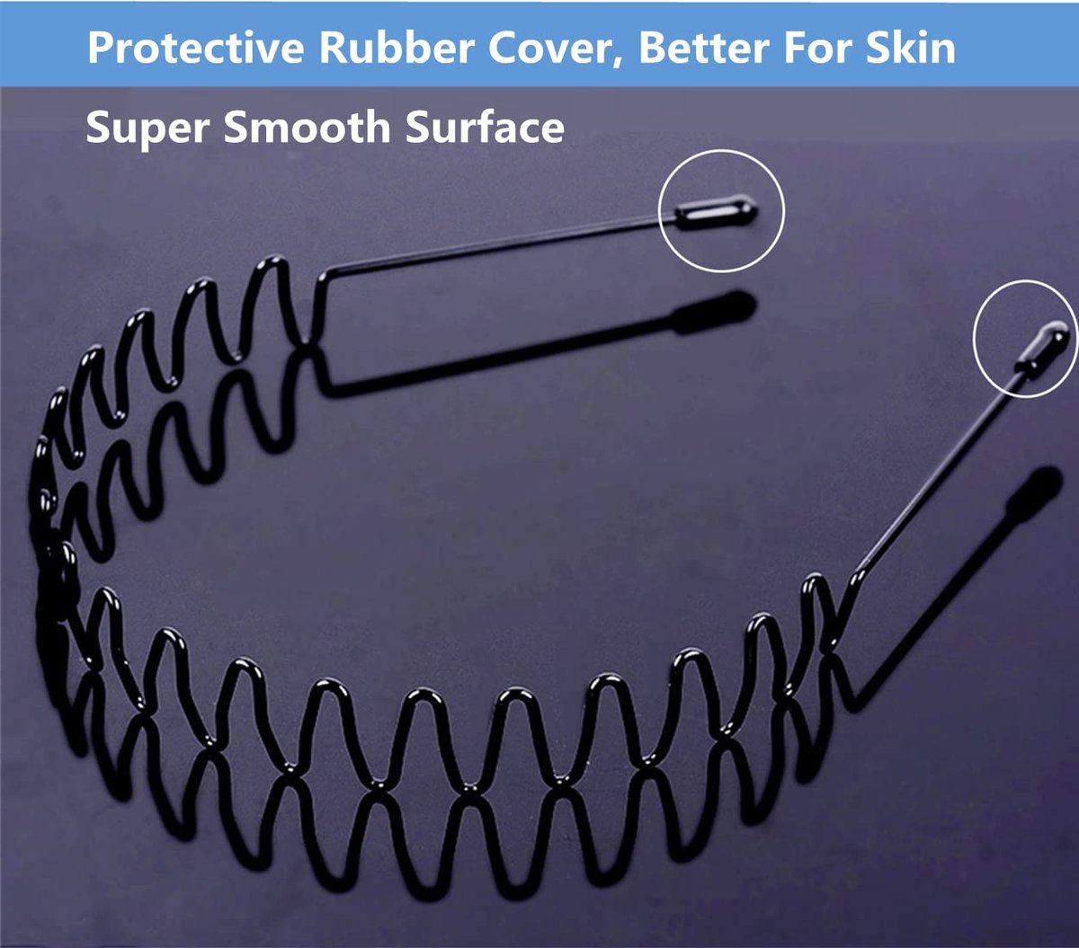 bodbop Metal Hair Band - Black, Unisex Fashion Headband with Non-Slip Wavy Teeth for Women and Men - görsel 11