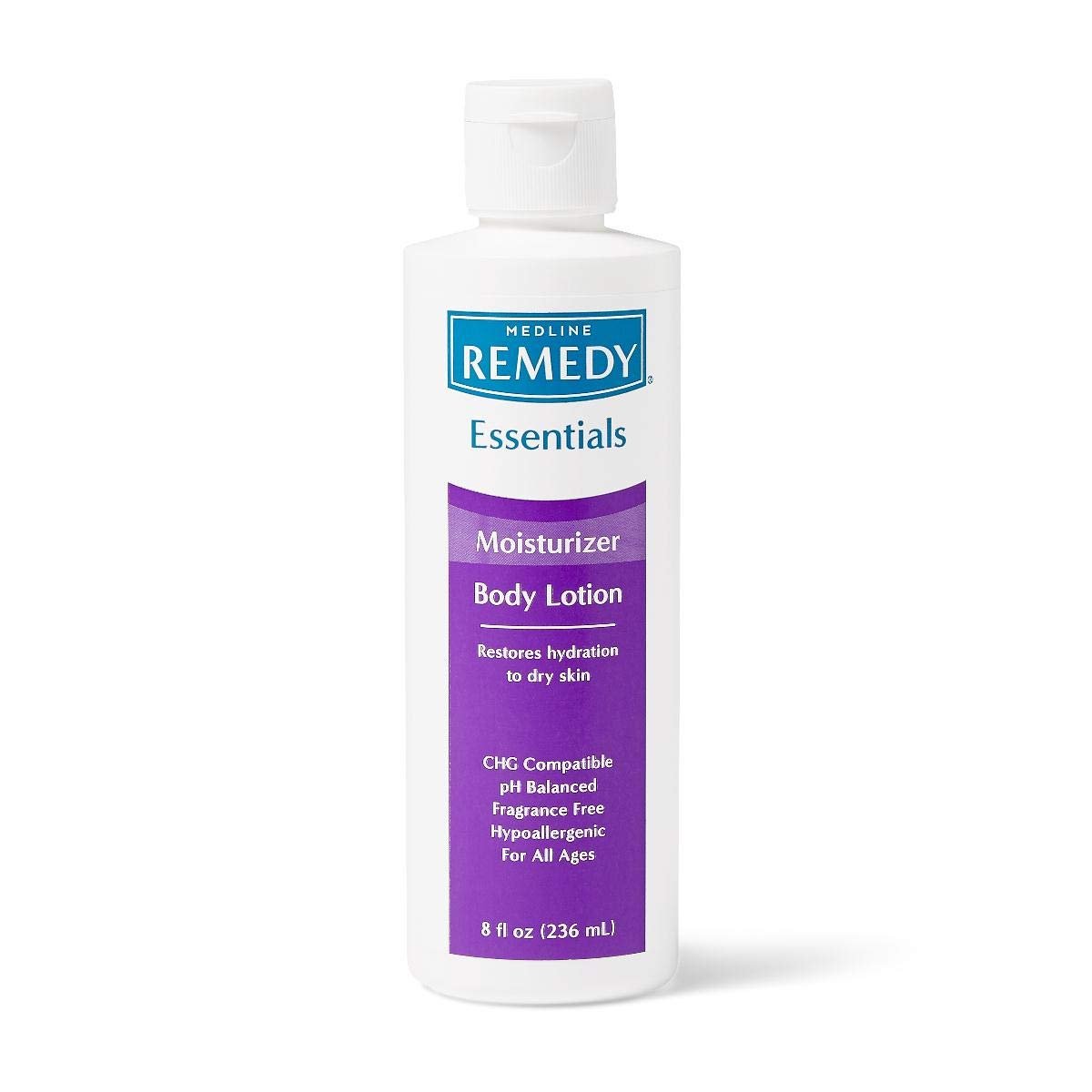 Medline Remedy Essentials Moisturizing Body Lotion, Unscented – 8 oz Flip-Top Bottle for Dry Skin & Eczema - görsel 1