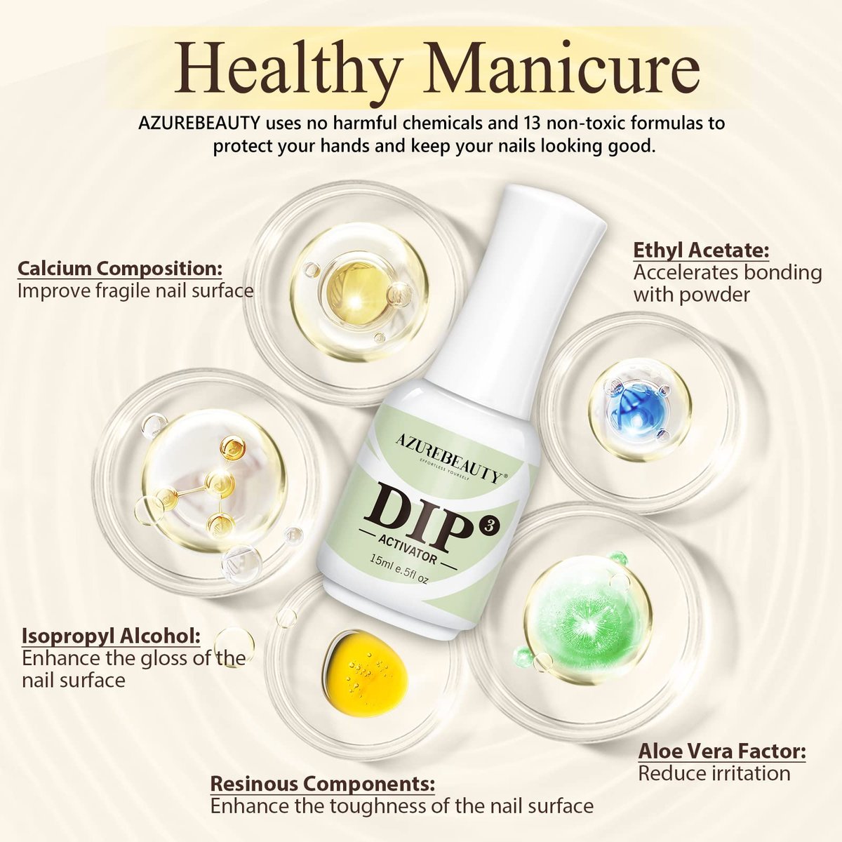 AZUREBEAUTY Dip Powder Activator 15 ml – Essential Liquid for Dipping Powder Nail Manicure, DIY Salon Use - görsel 5