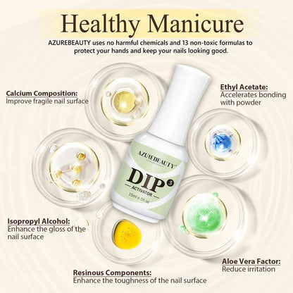 AZUREBEAUTY Dip Powder Activator 15 ml – Essential Liquid for Dipping Powder Nail Manicure, DIY Salon Use