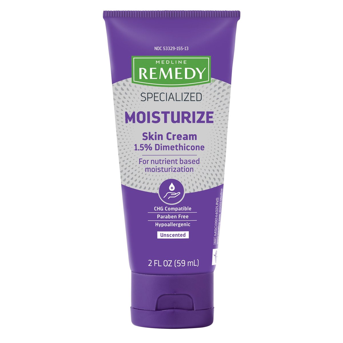 Medline Remedy Specialized Skin Cream, Unscented, 2 fl oz - Nourishing Moisturizer for Dry & Sensitive Skin with 1.5% Dimethicone, Paraben-Free, Hypoallergenic - görsel 1