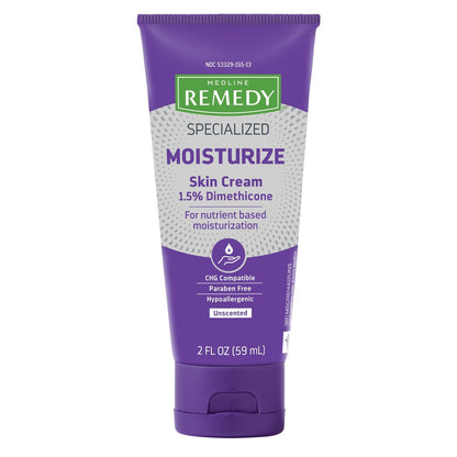 Medline Remedy Specialized Skin Cream, Unscented, 2 fl oz - Nourishing Moisturizer for Dry & Sensitive Skin with 1.5% Dimethicone, Paraben-Free, Hypoallergenic