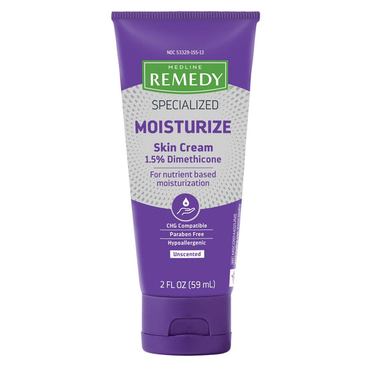 Medline Remedy Specialized Skin Cream, Unscented, 2 fl oz - Nourishing Moisturizer for Dry & Sensitive Skin with 1.5% Dimethicone, Paraben-Free, Hypoallergenic