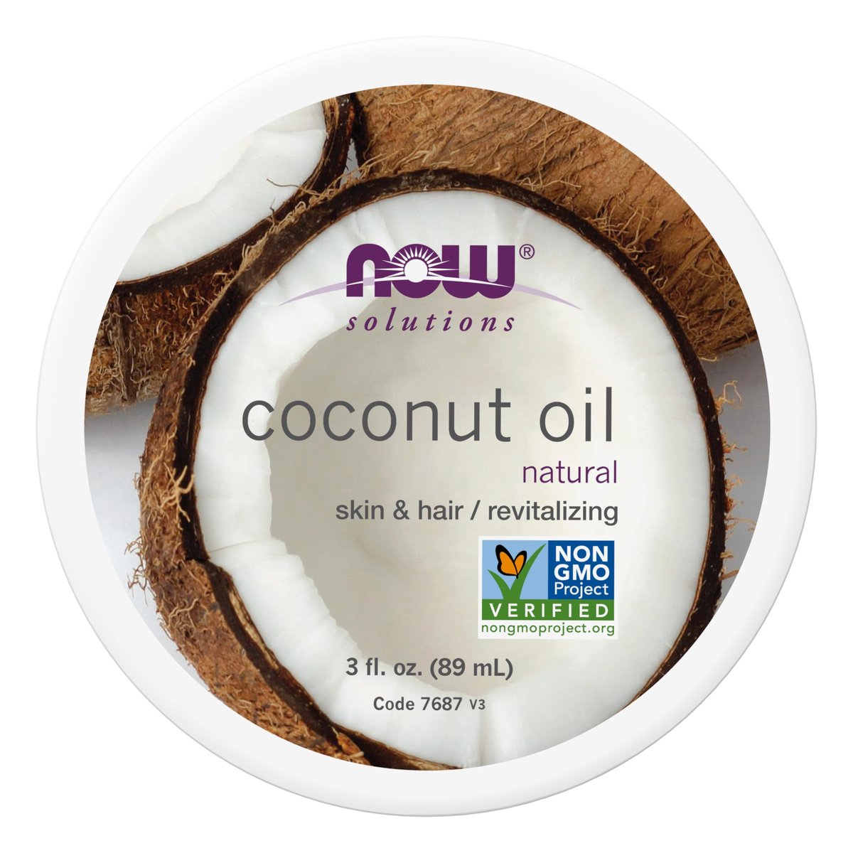 NOW Solutions Coconut Oil - Natural Revitalizing Moisturizer for Skin and Hair, Conditioning Travel Size, 3 oz - görsel 1