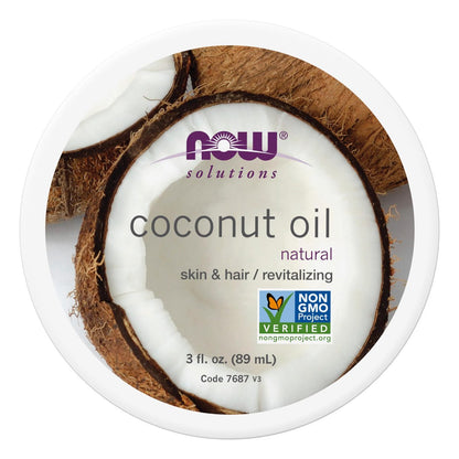 NOW Solutions Coconut Oil - Natural Revitalizing Moisturizer for Skin and Hair, Conditioning Travel Size, 3 oz