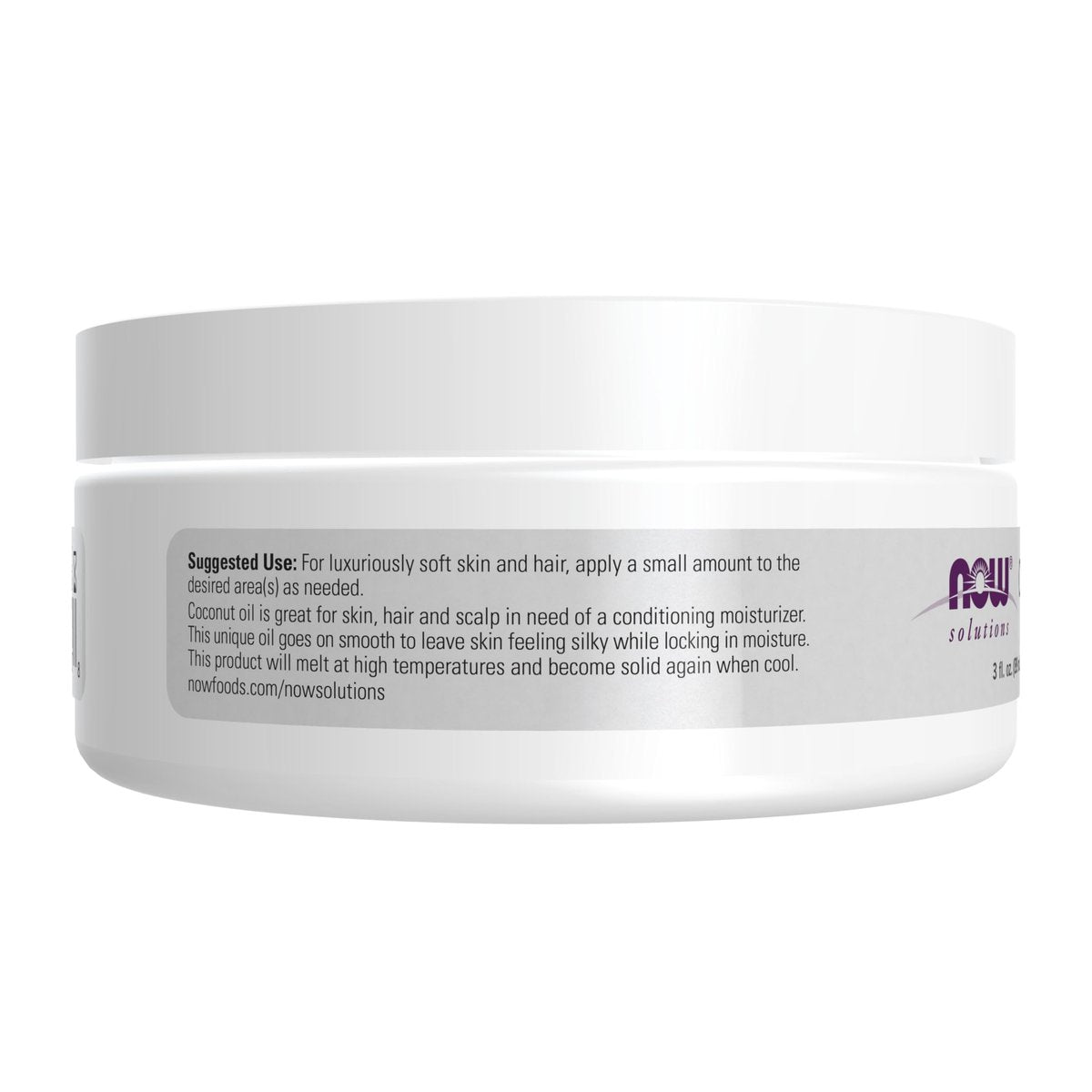 NOW Solutions Coconut Oil - Natural Revitalizing Moisturizer for Skin and Hair, Conditioning Travel Size, 3 oz - görsel 5