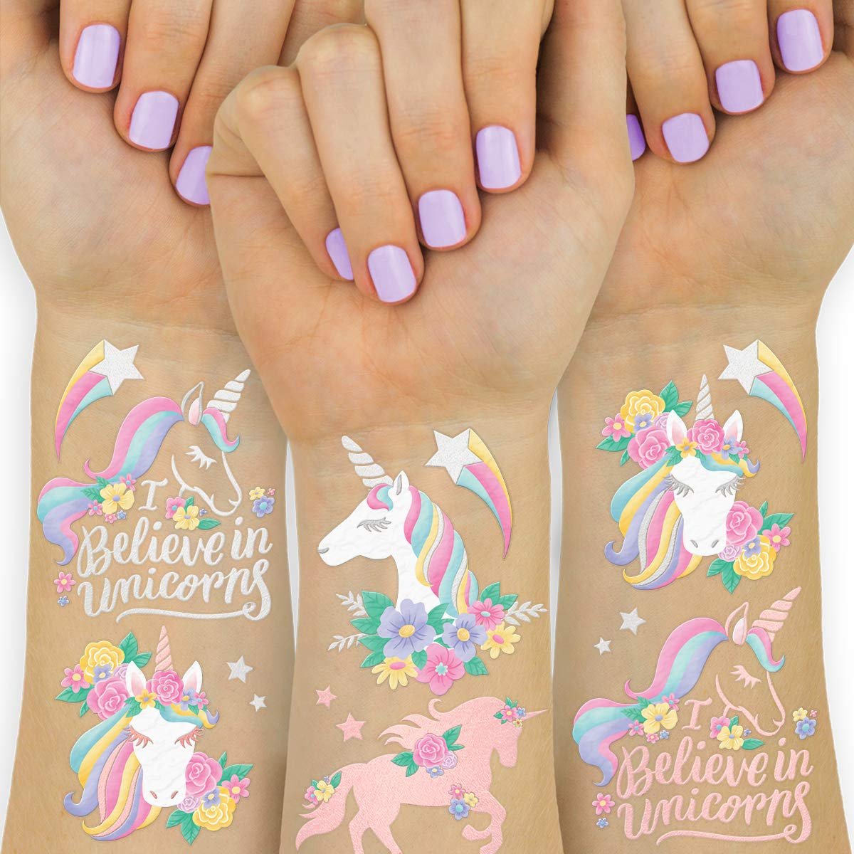 xo, Fetti Unicorn Party Favors: 26 Styles Temporary Tattoos for Kids | Birthday Supplies, Decorations & Toys - görsel 1