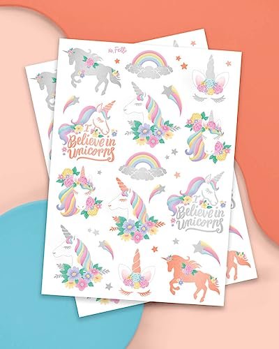 xo, Fetti Unicorn Party Favors: 26 Styles Temporary Tattoos for Kids | Birthday Supplies, Decorations & Toys - görsel 4
