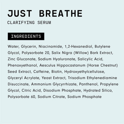 Versed Just Breathe Clarifying Facial Serum - Antioxidant & Niacinamide Acne Serum for Reducing Blemishes, Decongesting Pores, and Soothing Redness | Vegan & 1 fl oz