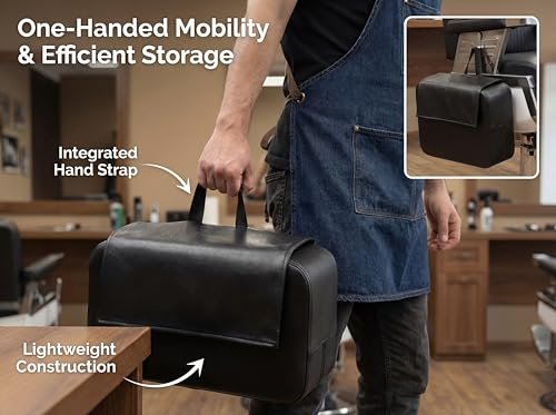 Artist hand Barber Booster Seat for Kids - 6.5" Thick Toddler Booster Seat for Hair Cutting with Foot Protector, Black Synthetic Leather Avelisse