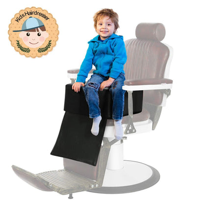 Artist hand Barber Booster Seat for Kids - 6.5" Thick Toddler Booster Seat for Hair Cutting with Foot Protector, Black Synthetic Leather Avelisse