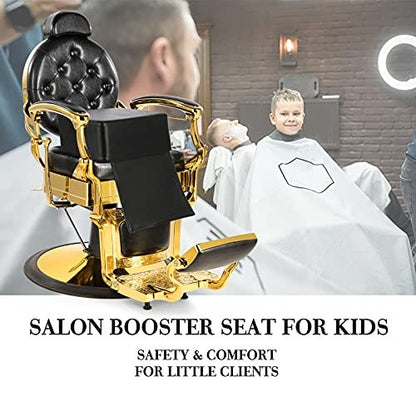 Artist hand Barber Booster Seat for Kids - 6.5" Thick Toddler Booster Seat for Hair Cutting with Foot Protector, Black Synthetic Leather Avelisse