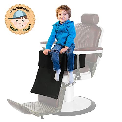Artist hand Barber Booster Seat for Kids - 6.5" Thick Toddler Booster Seat for Hair Cutting with Foot Protector, Black Synthetic Leather Avelisse