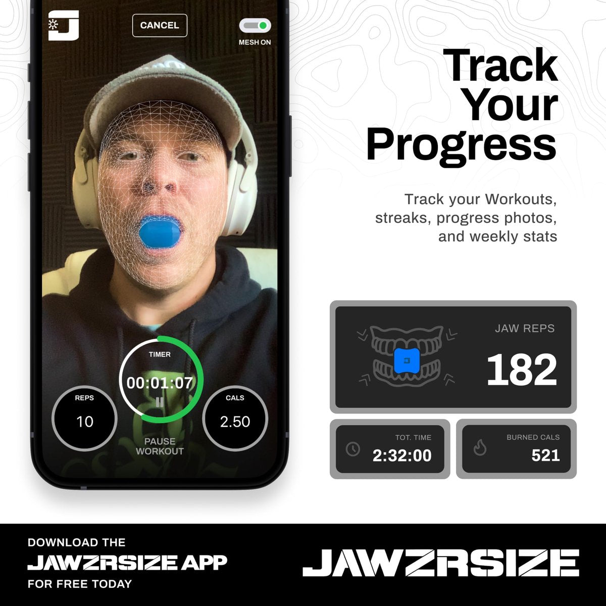 Jawzrsize Pop 'N Go Jaw, Face, and Neck Exerciser - Beginner Blue - Define Your Jawline, Slim and Tone Your Face, Reduce Stress and Cravings Avelisse