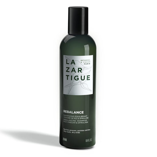 Lazartigue Rebalance Shampoo – Rice Vinegar & Spirulina for Oily Roots, Moisture Balance, Vegan, Sulfate & Silicone Free, 8.4 Fl Oz