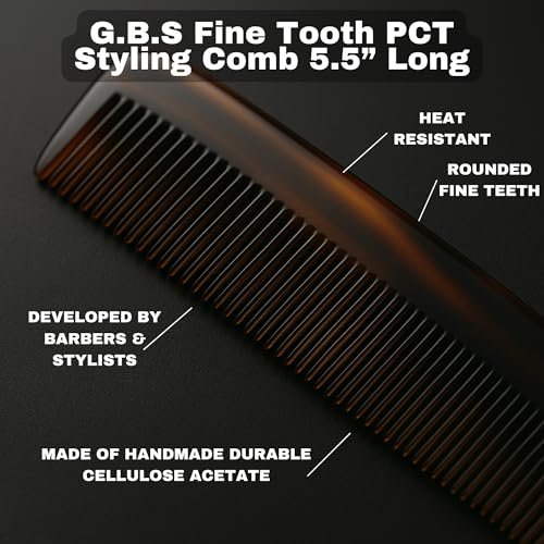GENTS PCT 5-Inch Fine Tooth Pocket Hair Comb 3-Pack - Tortoise Shell Cellulose Acetate Combs for Men & Women, Anti-Static, Durable & Travel-Friendly Avelisse